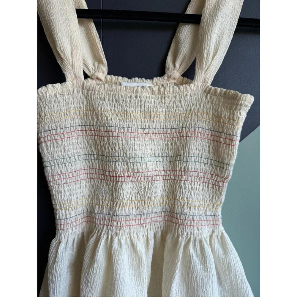 Madewell Texture & Thread Rainbow Smocked Peplum Tank Top, Size XS, EUC